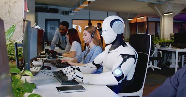 pracující robot s umělou inteligencí